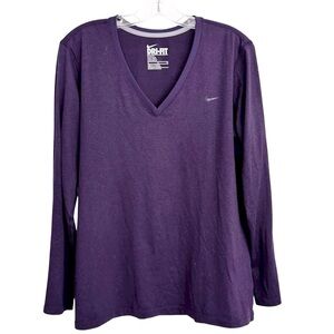 Nike Dri-Fit Long Sleeve Purple Tee Size XL 100% Polyester